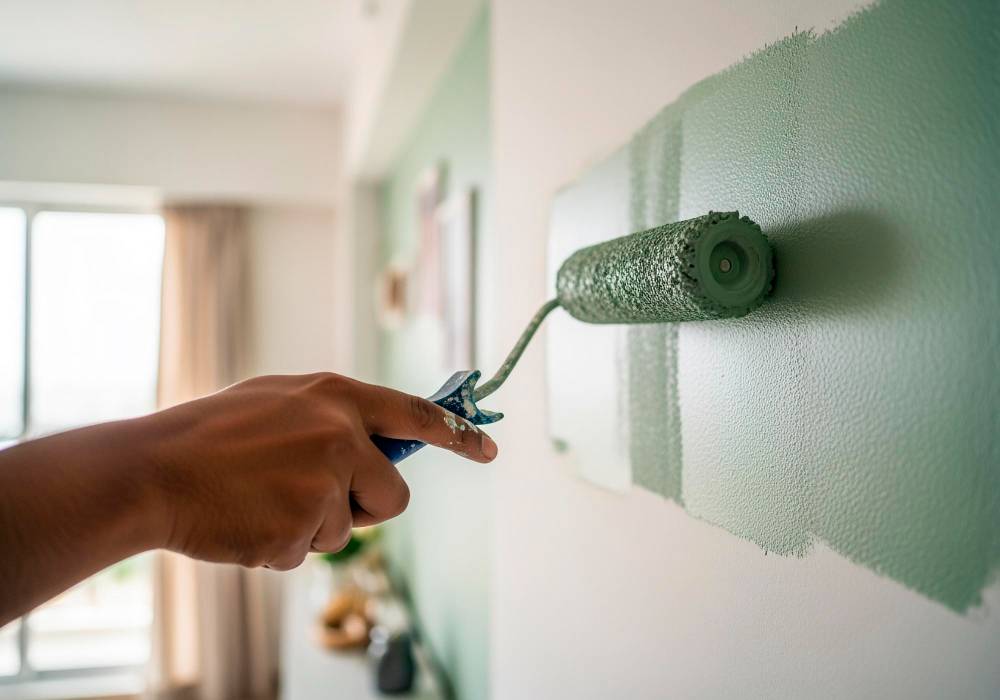 Bright, freshly painted open-plan interior